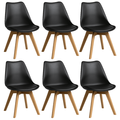 Moboi - Pack 6 Sillas Eames Acolchada Negras