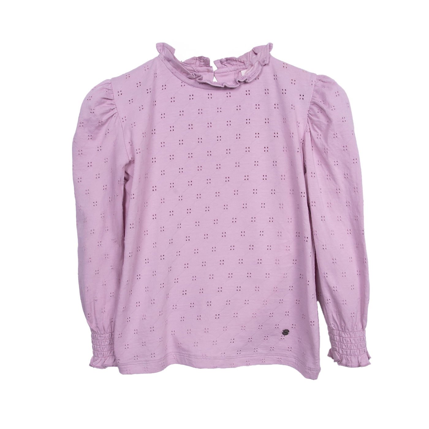 Pillin - Polera Niña Manga Larga Texturada Con Cuello Alto Lila