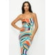 thumbnail image 3 of Saronite Vestido Midi Ajustado con Tirantes Finos, Espalda Cruzada y Estampado de Mármol, Muy Elástico, en Azul Multicolor (para Mujer), 3 of 5