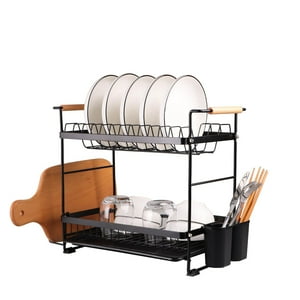 Simplit - Secaplatos Escurridor Acero Inox Bilbao 2 Niveles Negro