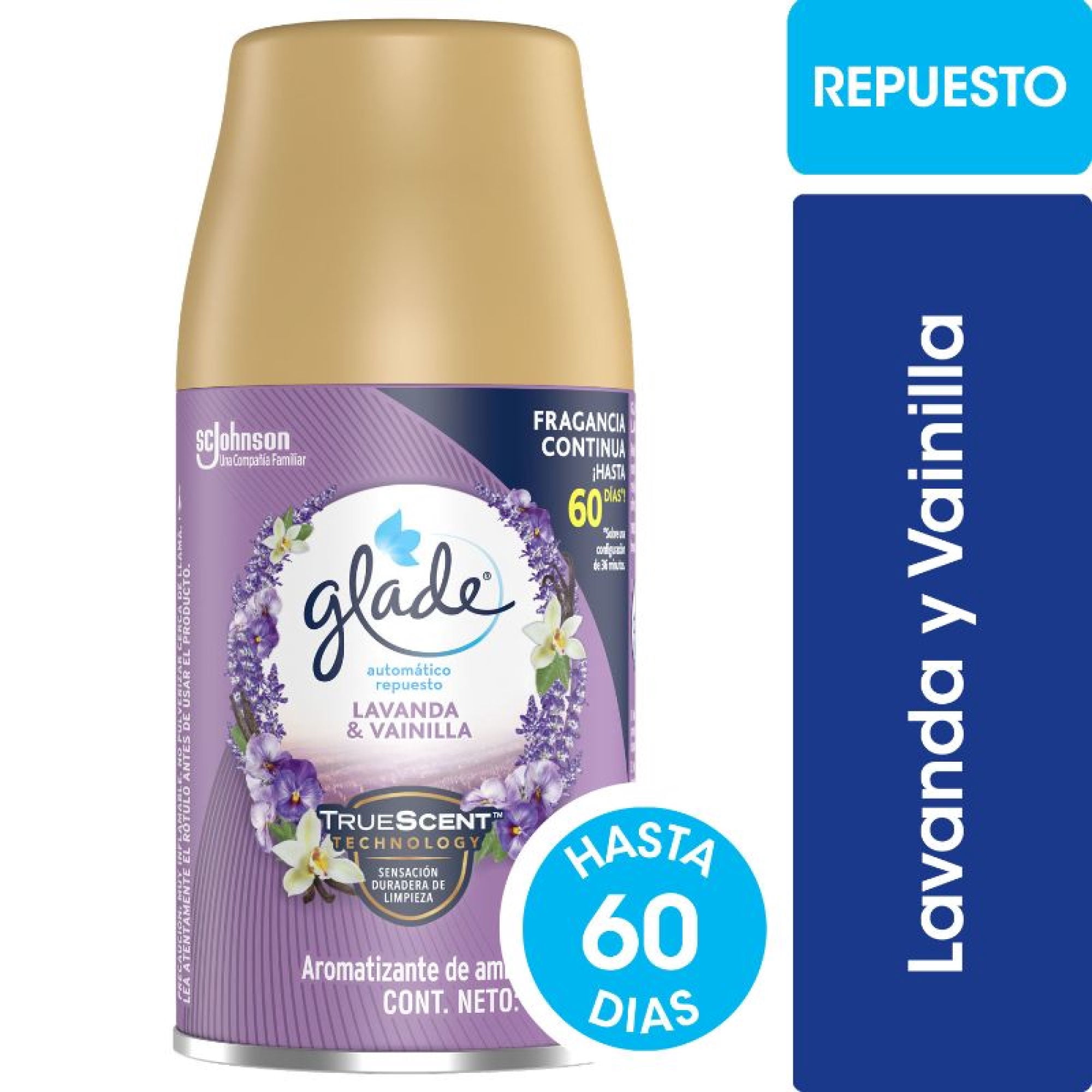 Aromatizante Ambiental Repuesto Aerosol Lavanda Y Vainilla Lata 270 ml Glade