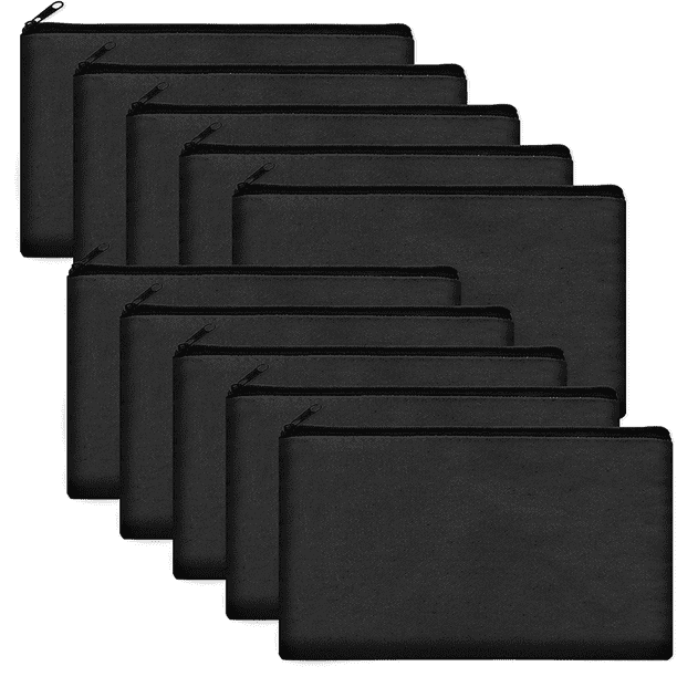 Estuche de lona para lápices, bolsa de maquillaje en blanco, bolsa de lona para lápices, bolsa de cosméticos de lona a granel, paquete de 10 unidades