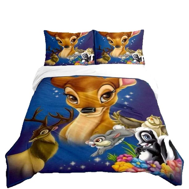 Bambi Bedding Set, Bambi quilt cover,Children's Bedding Set,Cartoon Quilt Cover with Zipper and Pillowcase Bed Sheets
