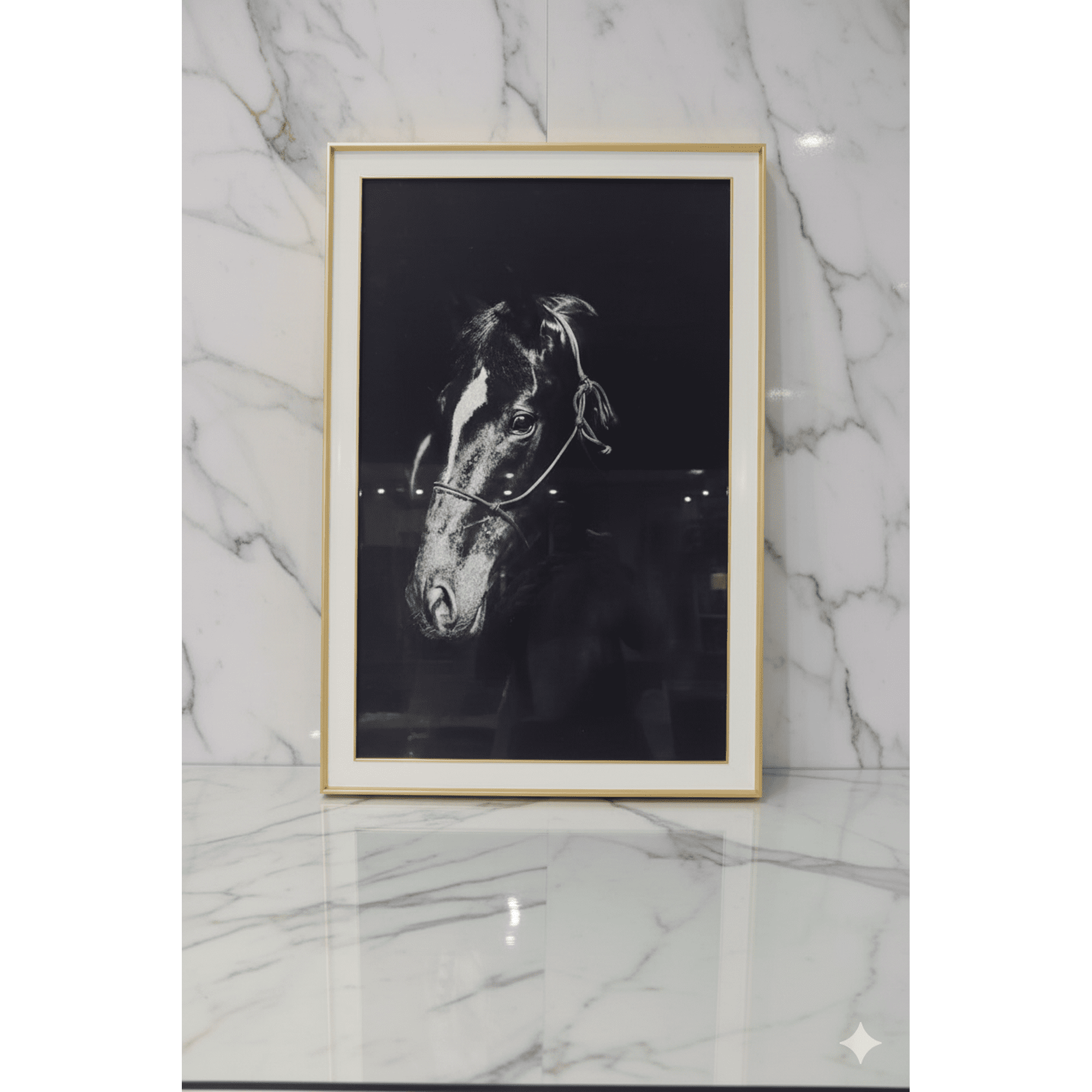 De - Cuadro Caballo Elegante En Blanco Y Negro 60x90cm