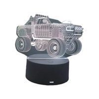 Lelumania - Lampara Ilusion 3D 4X4 De 7 Colores, Base Touch