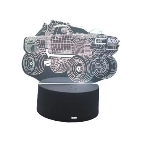 Lelumania - Lampara Ilusion 3D 4X4 De 7 Colores, Base Touch