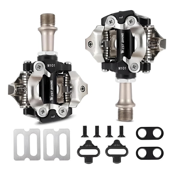 Pedales + Calas Anclaje Spd Westbiking Para Mtb Ciclismo negro