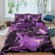 thumbnail image 1 of Funda nórdica de mármol con diseño 3D, suave, cómoda y transpirable, color morado y dorado. Funda de edredón para niñas y niños con almohada, 3 piezas, suave, tamaño M., 1 of 3