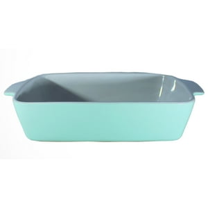 Genérico - Fuente De Cerámica P/Horno Tipo Gres - Rectangular 32X20 Blanco/Verde P1392