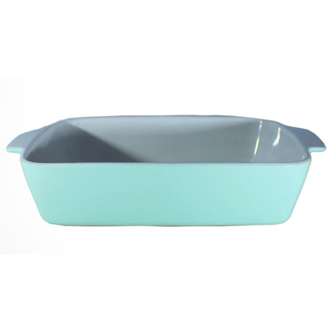 Genérico - Fuente De Cerámica P/Horno Tipo Gres - Rectangular 32X20 Blanco/Verde P1392