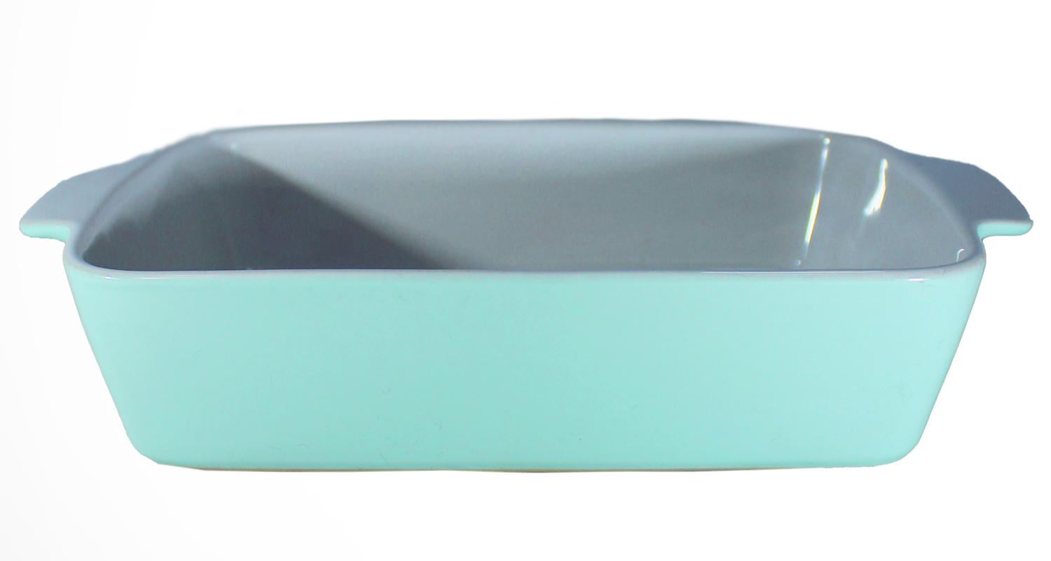 Genérico - Fuente De Cerámica P/Horno Tipo Gres - Rectangular 32X20 Blanco/Verde P1392