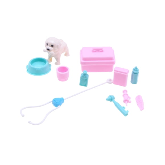 11x Vet Game Set Dollhouse Miniatura Pet Doctor Props Para Niños Pequeños Niños Niños