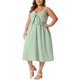 thumbnail image 1 of Vestido Cami Talla Grande GRACE & GRANDEUR Ajuste Relajado Escote Corazón Largo a Media Pierna de Verano con Detalle de Lazo 4X Verde, 1 of 8