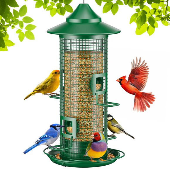 Comedero para Pájaros Jarkyfine Metálico Colgante Verde Oscuro 0,9 kg