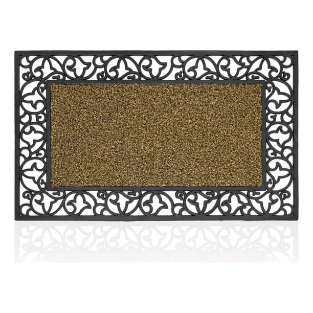 Alfombra De Entrada Hogar Limpiapiés Diseño Romantic 74x44cm beige