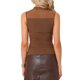 thumbnail image 3 of INSPIRE CHIC Top de Tanque de Malla Semitransparente para Mujer sin Mangas Ajustado para Fiesta Club con Fruncidos XS Caramelo, 3 of 6