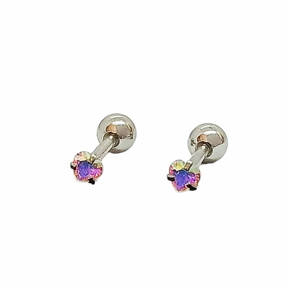 Aros Punto Luz Zirconio Tornasol 3mm Corazón