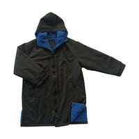 Magideal - Parka Poncho Chaqueta Abrigo Abrigo De Manga Larga Traje Outwear Anorak Cape Warm Wearable Secado Rápido Kids Changing Robe Para La Playa , Azul Negro