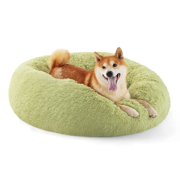 Cama para perros Bedsure Calming Donut, lavable para perros de tamaño mediano, color verde