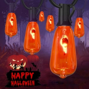 Cbebew - Cadena De Luces Flicker Flame Para Halloween, 10 M, Con 10 Led St40, Naranja