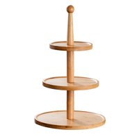 Magideal - Soporte De Madera Para Cupcakes, Moderno Soporte Para Tazas Y Pasteles, Bandeja De Almacenamiento Tipo Torre Para Bufé, Fiesta De Té, Boda, Decoración 3 Niveles Marrón Claro