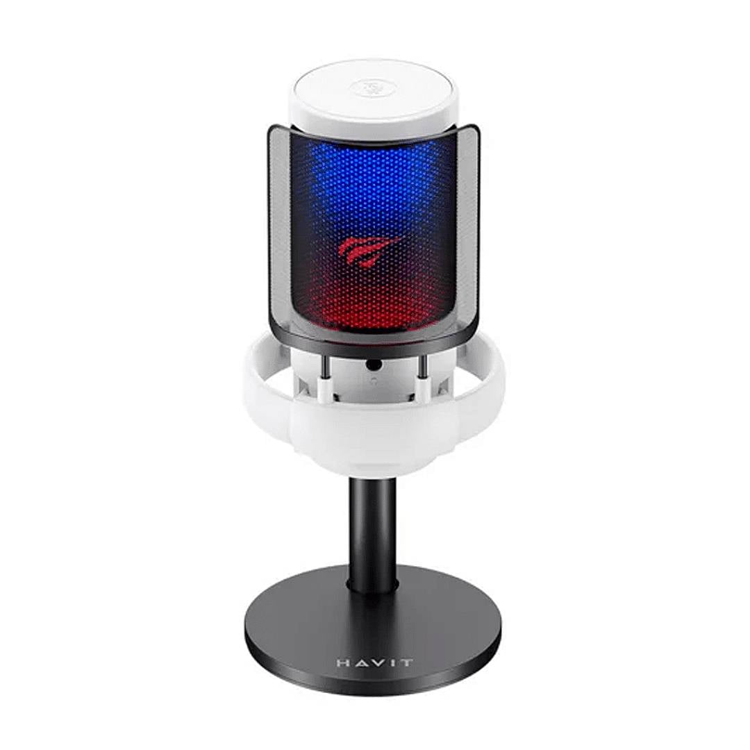 Microfono De Consensador Havit Gk50w Rgb, Usb Blanco