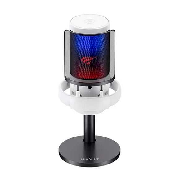 Microfono de Consensador Havit GK50W RGB, USB Blanco