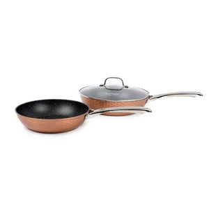 Set 2 Sarténes Cobre Antiadherente 28Cm Tapa + 24Cm Simplit Ocre