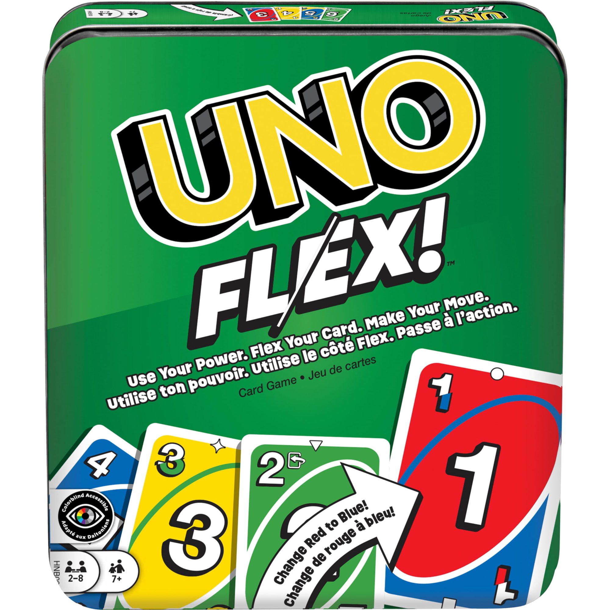 Juego De Cartas Uno Flex Family Night De Mattel Games Con Lata Coleccionable