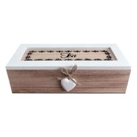 Oem - Caja De Té Mediana De Madera 3 Espacios Corazon Colgante 2