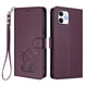 thumbnail image 1 of iPhone 12/12 Pro Funda Billetera con Estampado de Gato, Morado Oscuro, 1 of 6