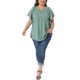 thumbnail image 2 of Agnes Orinda Blusa de Talla Grande para Mujer Cuello en V con Muesca Manga Corta Bordado de Ojales Camiseta Casual Blusa Calada 1X Verde, 2 of 6