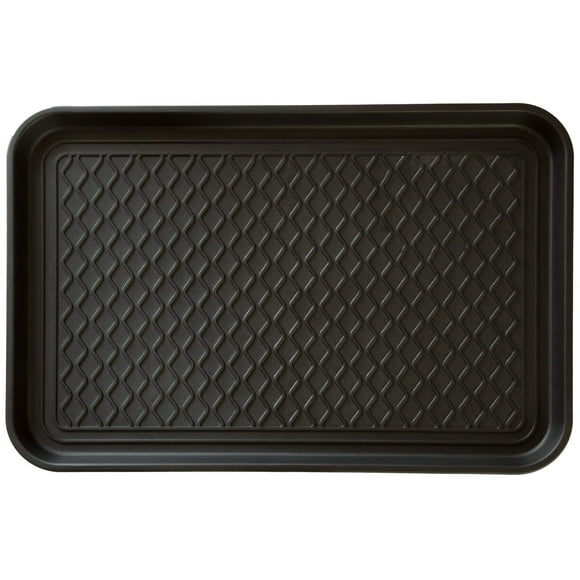 Bandeja para botas para interior y exterior, resistente a la intemperie, de plástico duro con borde elevado para entradas, terrazas y patios, de Stalwart (negra).