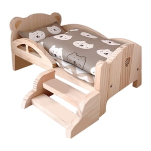 Magideal - Muñeca De Madera En Miniatura Para Niñas, Muebles De Madera, Juguete De Desarrollo Bonito, Simulación Para Decoración Para Casa De Muñecas, Regalo De Juego De Cama De Oso