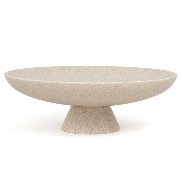 Cuenco grande de resina con pedestal beige - YMXYJM