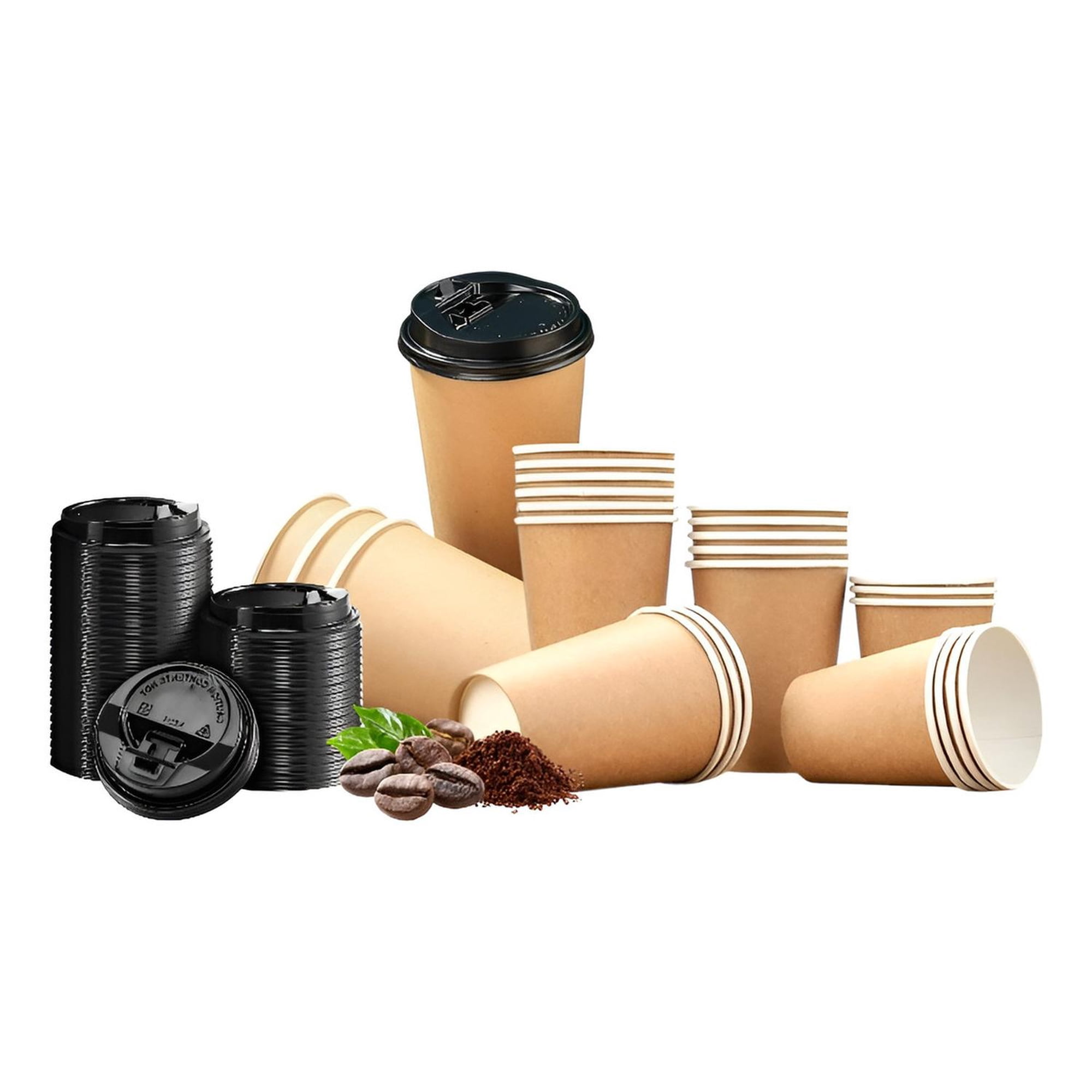 Pasteleriuscl - 100 Vasos Kraft Vaso Para Cafe Vaso Kraft Papel C/tapa 12oz Vaso Desechable Cafe Vasos Termicos Dese