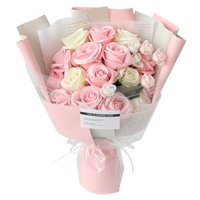 Magideal - Caja De Flores Artificiales Set Rose Flower Centerpieces Arreglos Regalo Arte Para La Decoración Del Hogar Cumpleaños Día De San Valentín Mamá Rosa Claro