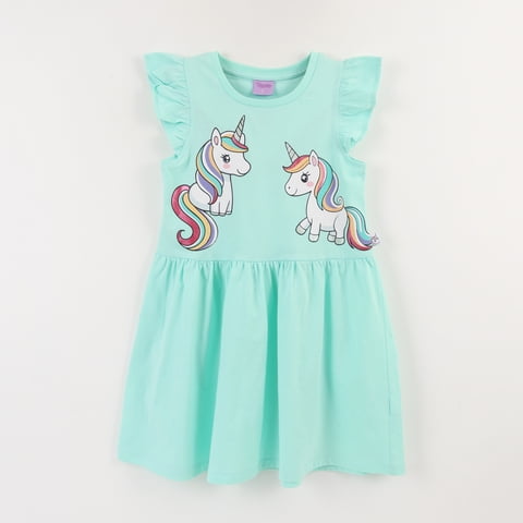 Vestido Niña Verde Unicornio