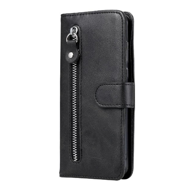 Funda con Cremallera para Xiaomi POCO M3, Carcasa Cartera de Cuero PU con Soporte y Tarjetero
