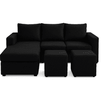 Ethan Desing - Sofa Seccional 3C Lusso Negro Chaise Lounge Ambos Lados