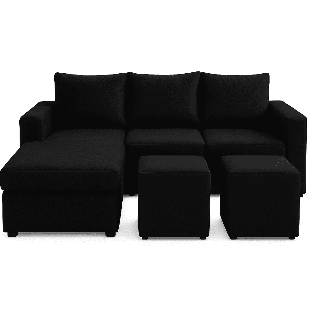 Ethan Desing - Sofa Seccional 3c Lusso Negro Chaise Lounge Ambos Lados