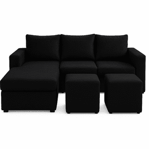 Ethan Desing - Sofa Seccional 3C Lusso Negro Chaise Lounge Ambos Lados