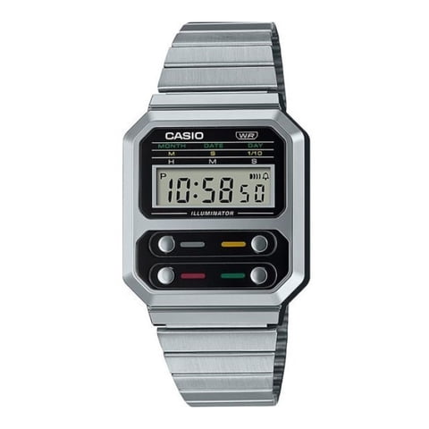 Reloj Digital Plateado Casio A-100We-1A