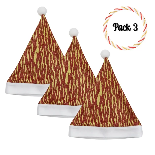 Pack 3 Gorros Viejo Pascuero Premium Navidad Festividad Diseños Varios