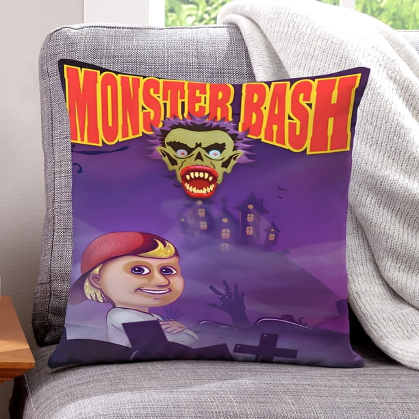 Monster Bash Fundas de almohada de terciopelo con tema, regalos de funda de almohada, decoración para el hogar, cojín de lanzar, regalo de cumpleaños para fans y parejas.61*61cm.