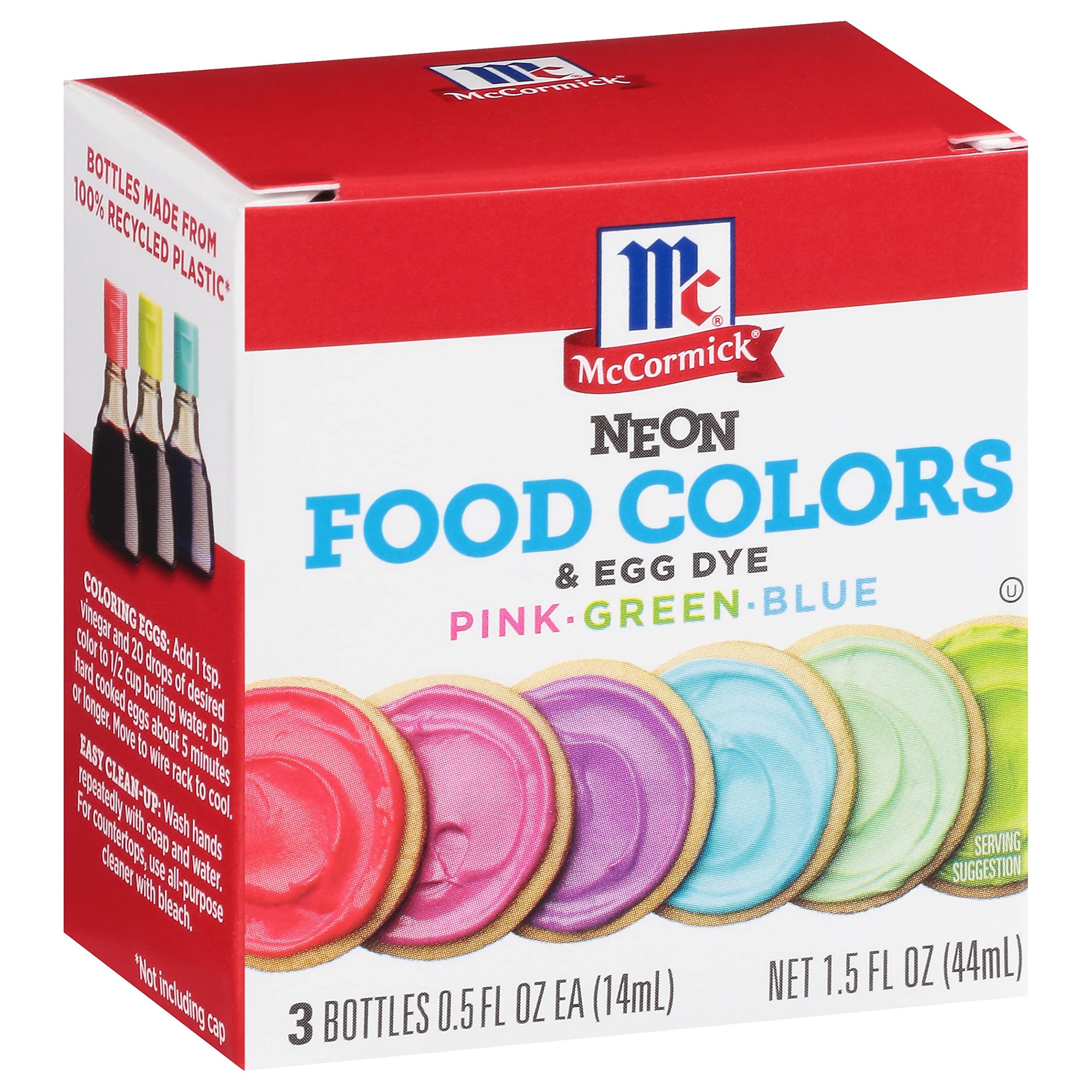 Colorantes Alimentarios Y Colorantes Para Huevos Mccormick Neon Surtidos, 44 Ml, Paquete De 3