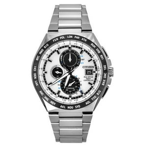 Reloj Citizen Eco-Drive Radio Controlled Gmt Chronograph Super Titanium Silver Dial At8238-84A 100M Men'S Watch