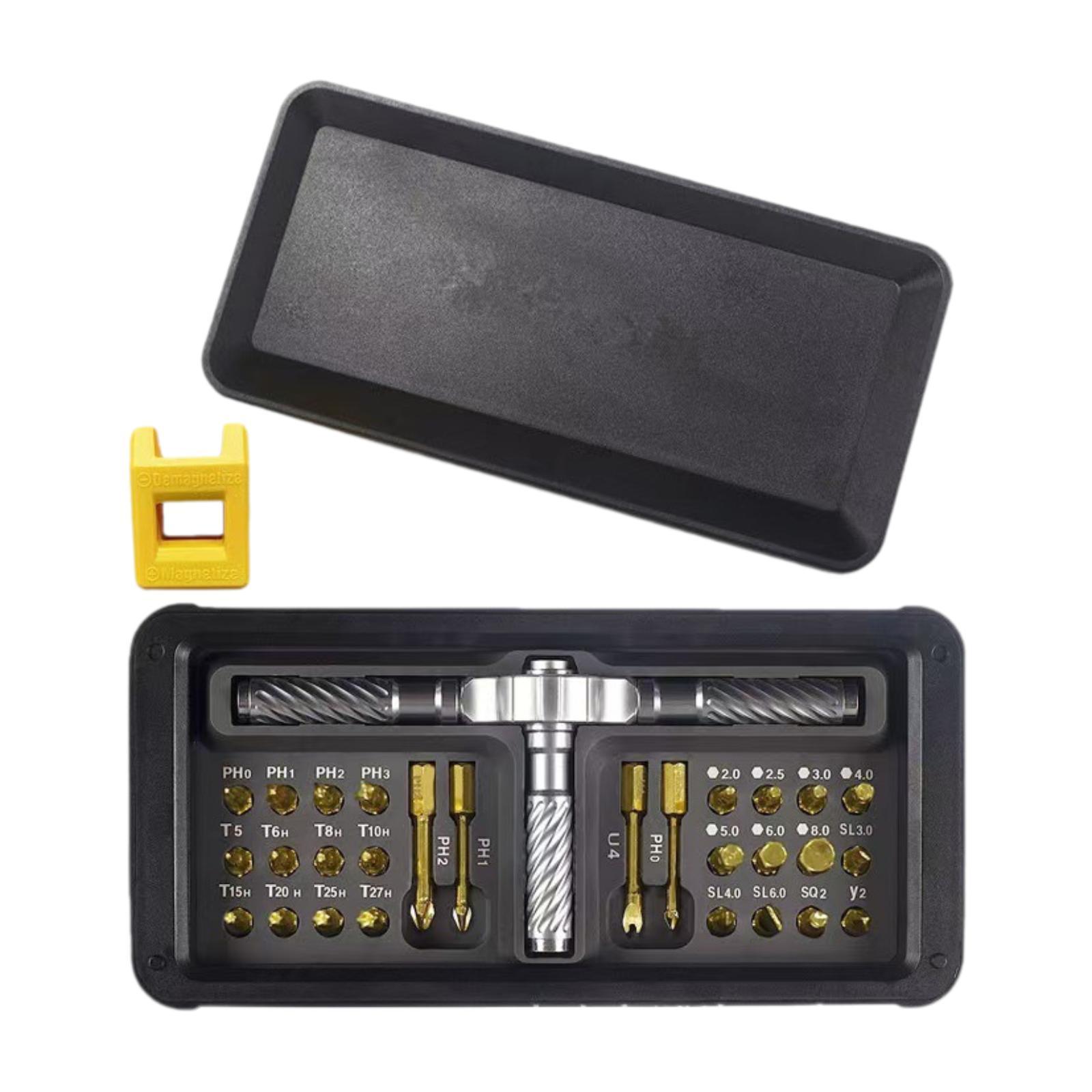 Magideal - 30 En 1 Ratchet Destornillador Kit De Reparación De Herramientas De Reparación De Bricolaje 28 Bits Versátil Para El Mantenimiento De Productos Electr