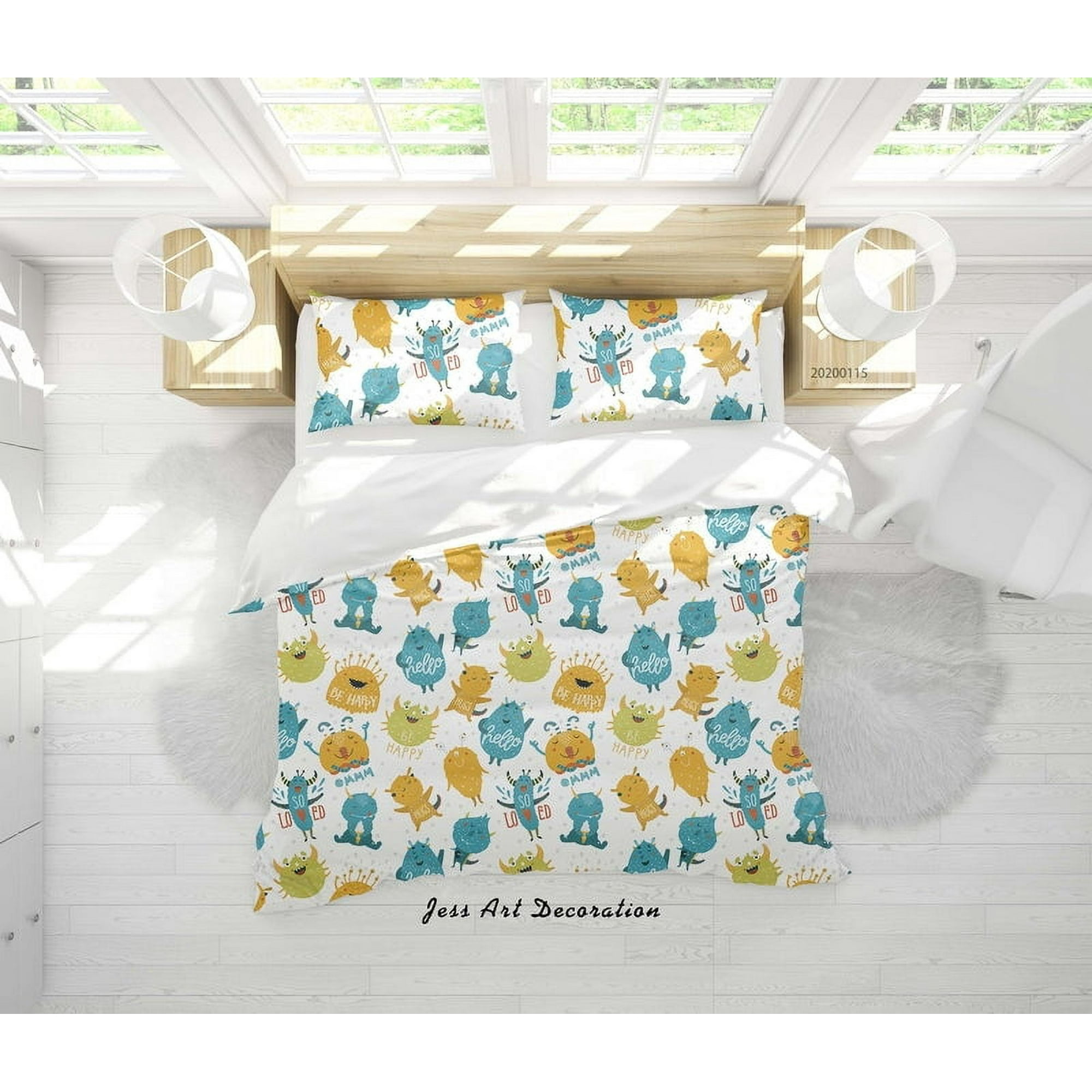 Milsleep - 3d Cartoon Animal Monsters Pattern Quilt Cover Set Bedding Set Duvet Cover