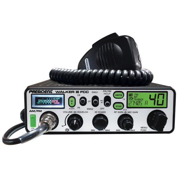 Radio de dos vías President Walker III FCC 40 canales AM/FM con USB
